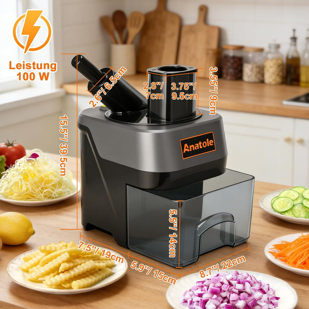 Anatole 6 in 1 Gemüseschneider Elektrisch Würfelschneider Professionell Gemüsehobel Wellenschneider