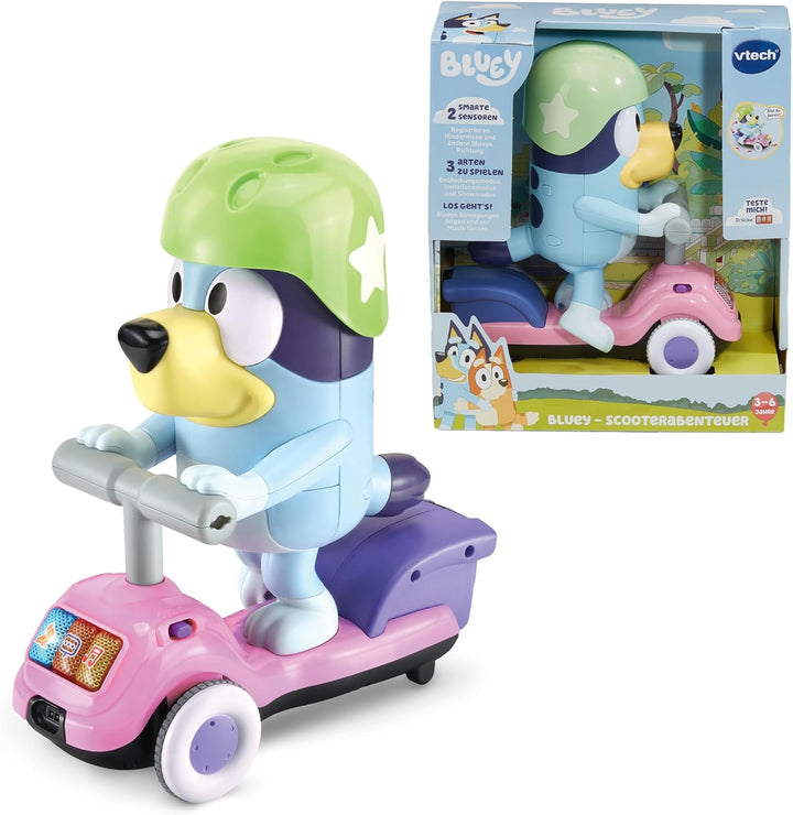 Vtech Bluey - Scooterabenteuer – Interaktives Spielzeug mit der Originalstimme von Bluey – Bewegt Si