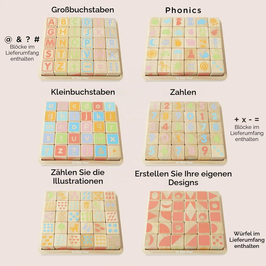 Le Toy Van – Pädagogisches Petilou ABC Alphabet Holzbauklötze für Kleinkinder und Babys | Für Mädche