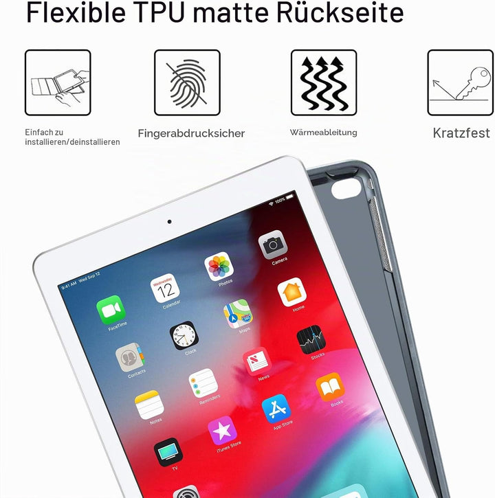 Fintie Tastatur Hülle für iPad 9.7 2018 (6. Generation), Soft TPU Rückseite Gehäuse Keyboard Case mi