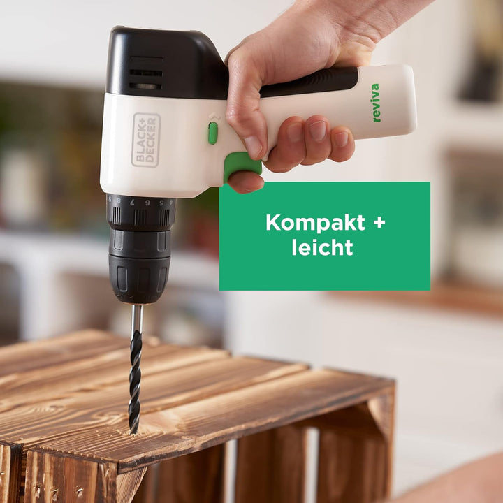 Black+Decker reviva 12V Akku-Bohrschrauber REVDD12ASTB (nachhaltiger Bohrschrauber aus 50% recycelte