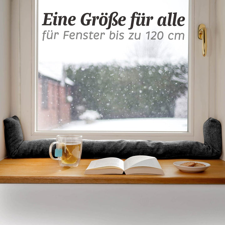 Praknu 2 Stück Zugluftstopper für Fenster bis 120cm - Waschbar - Energiesparend - Extra Lang & Schwe