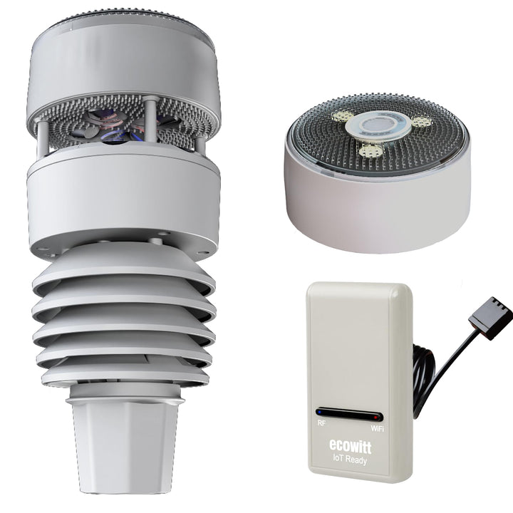 ECOWITT GW1210 WIFI Wetterstation, Gateway GW1200 + WS90 7 in 1 Aussensensor,Innentemperatur/Feuchte