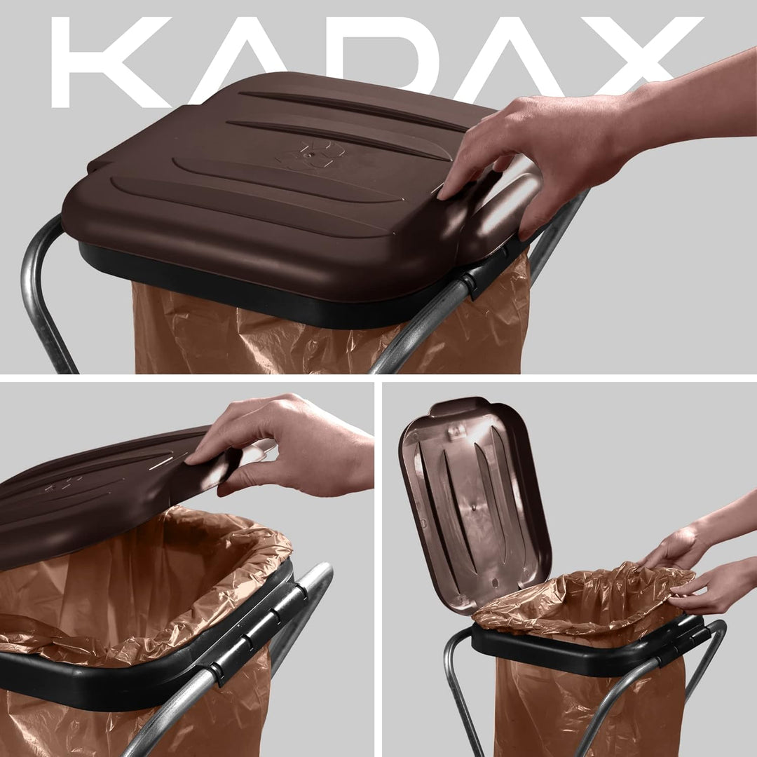 KADAX Einzelner Müllsackhalter, Müllsackständer in 5 Farbversionen, Ständer für Mülltrennung mit Kun
