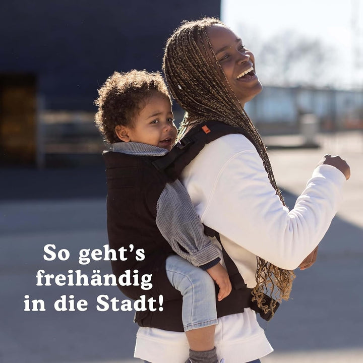 Beco Toddler Babytrage mit extra breitem Sitz - Kindertragerucksack aus 100% Baumwolle, 2 Trageposit