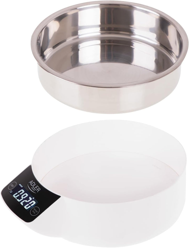 Adler AD 3166 Küchenwaage mit 900 ml Behälter aus Edelstahl, max. Gewicht 5 kg, elektronische Hausha