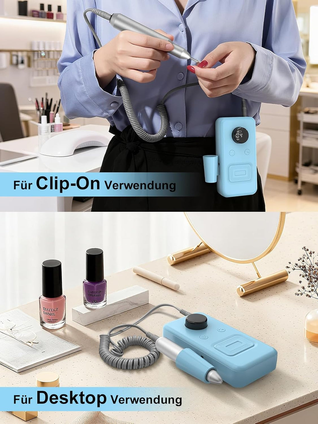 COPPA Nagelfräser, NDK106 Professionell Elektrische Nagelfräser Set mit 12 Bits 31 Schleifbändern, 4