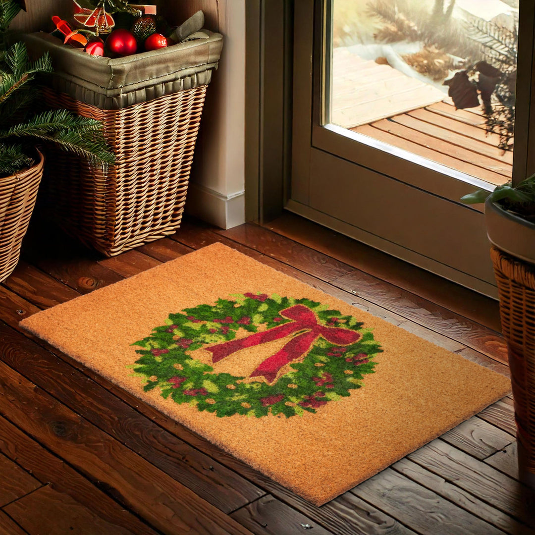 BRUBAKER Weihnachtsfussmatte Adventskranz - Antirutsch Fussmatte für Aussen und Innen - 45 x 75 cm O