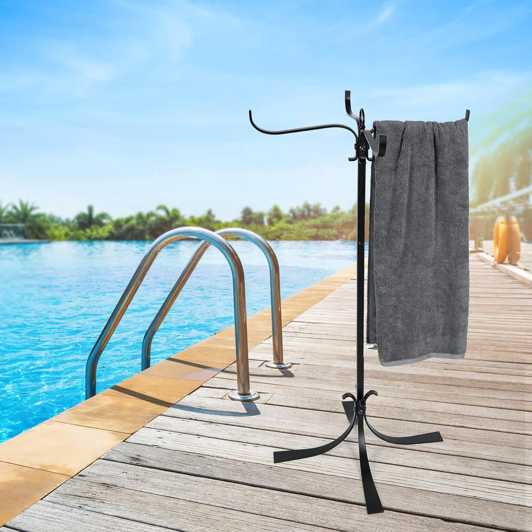 Pool-Handtuchhalter für den Aussenbereich, Metall, robust, nie kippbar, Poolzubehör, 4 Stangen, Whir