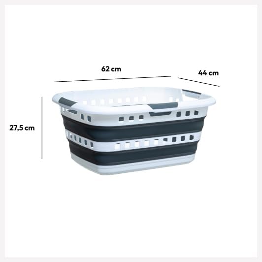 5 five simply smart 5five - faltbarer wäschekorb 45l hugger grau und weiss cm Grau, cm Grau