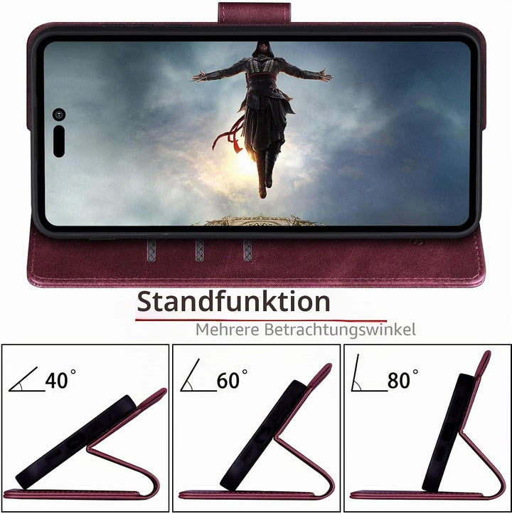 SUANPOT [RFID Schutz für iPhone 14 Pro Max 6.7" Hülle PU Leder Handyhülle Lederhülle Klapphülle Kart