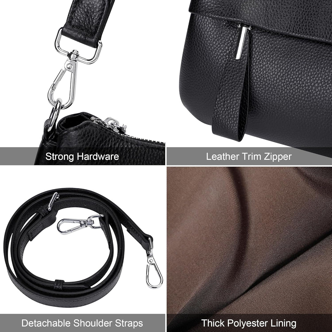 OVER EARTH Leather Handbags for Women Small Hobo Shoulder Bag Ladies Crossbody Purse Silberfarben/Sc