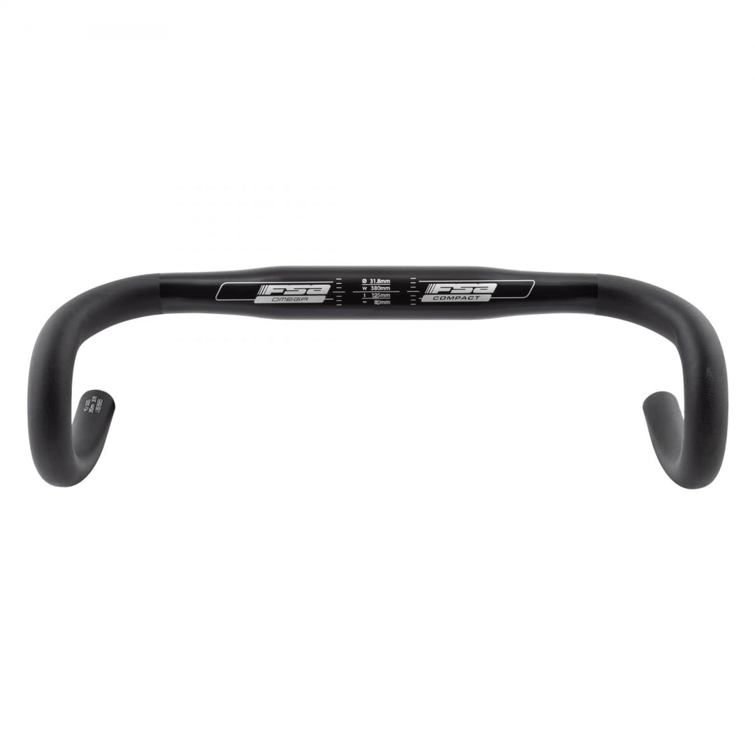FSA Unisex-Adult Lenker Omega Compact, Ø31.8, Al6066 Piega 380mm 31,8, schwarz, 38 cm 38 cm Schwarz,