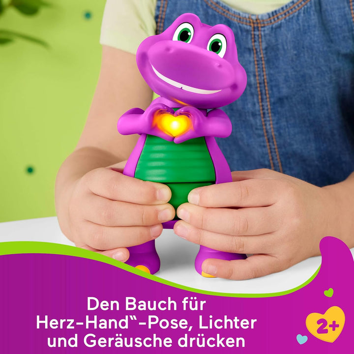 Barneys Welt Musikspielzeug Herz-Hand-Barney-Figur, 14,5 cm gross mit Lichtern für Kindergartenkinde
