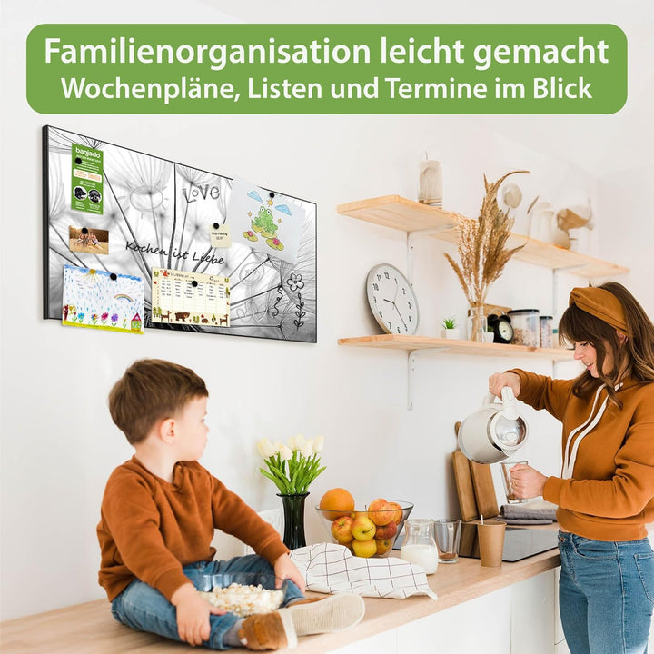 banjado Magnettafel schwarz 78 x 37cm / Magnetwand Metall/Magnetpinnwand als Memoboard/Pinnwand Magn