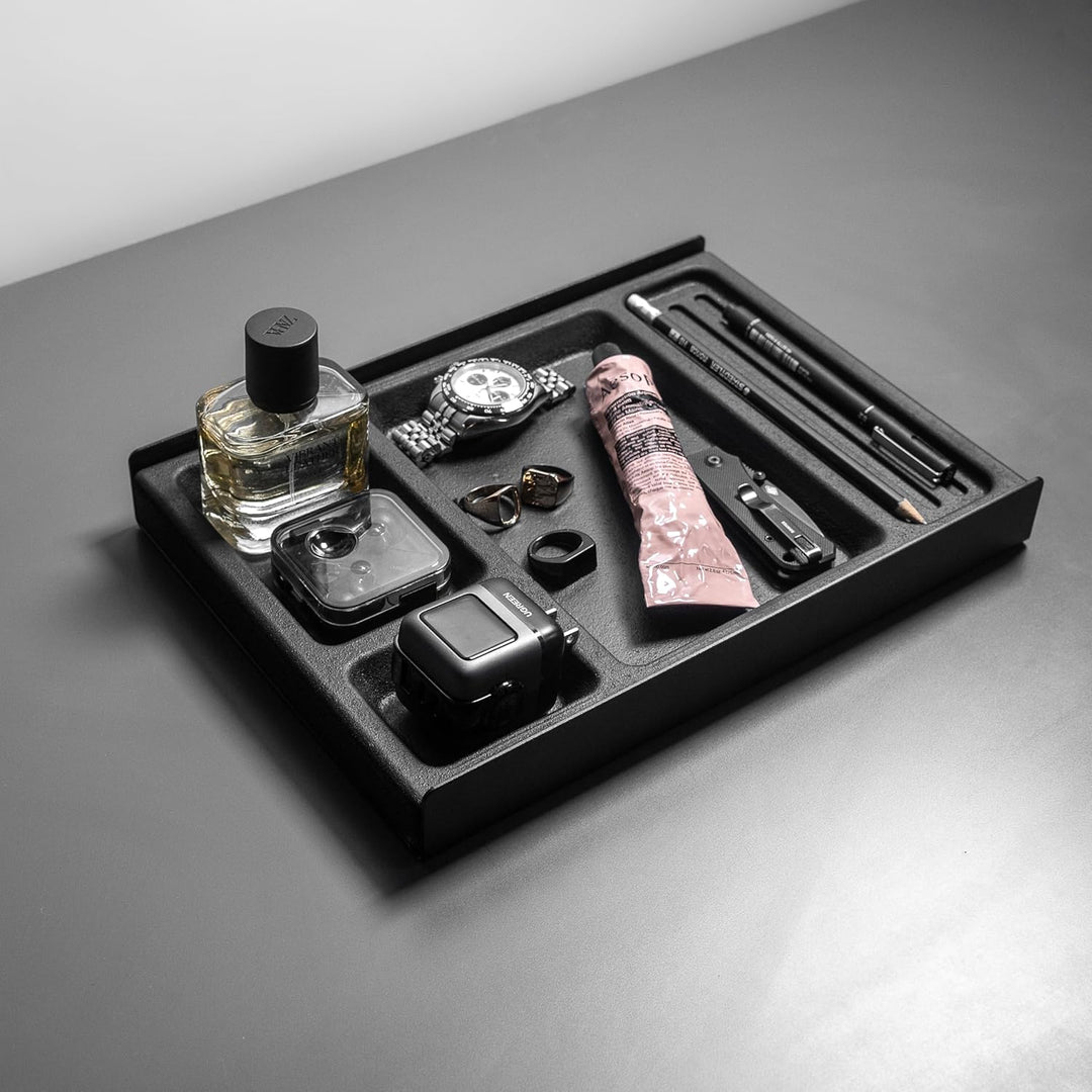 Raico Schreibtischablage mit Fächern, Kork &amp; Aluminium, Auffangbehälter, Stiftablage, geholte Altern
