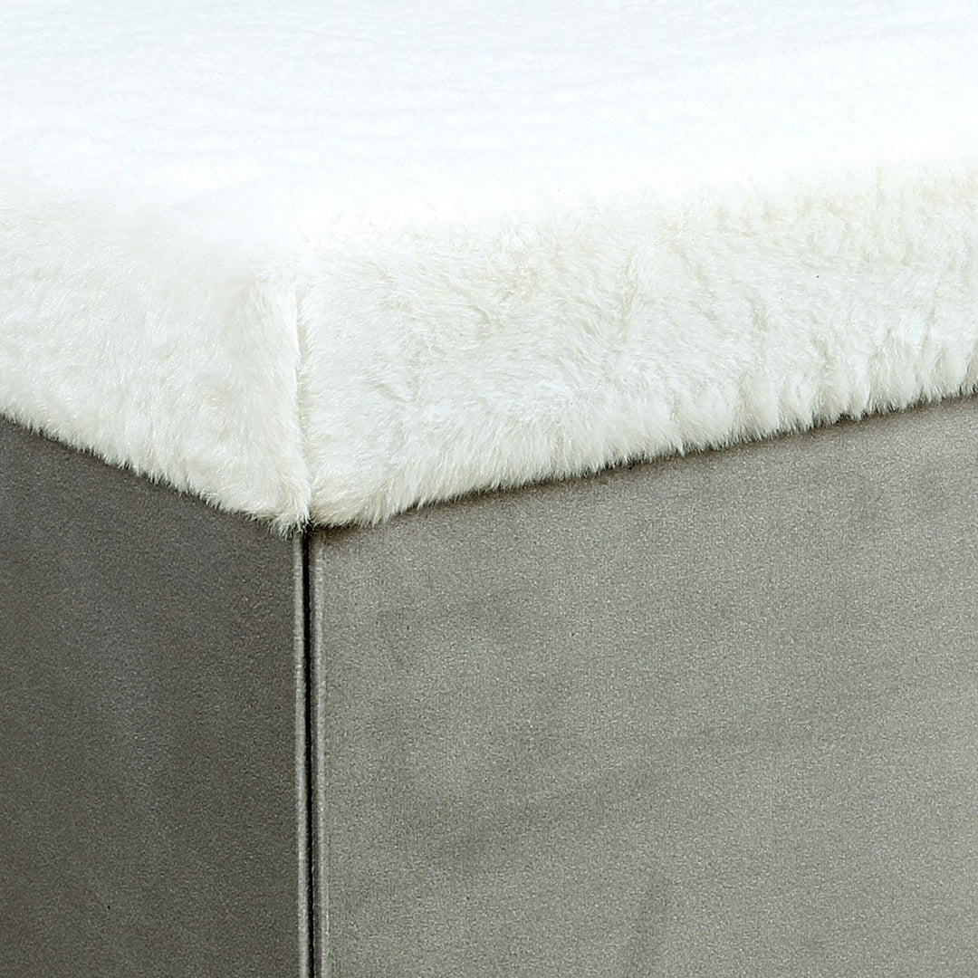 The Home Deco Factory Sitzbank, Wood, Hellgrau/Weiss, 77 x 38 x 38 cm Hellgrau/Weiss 77 x 38 x 38 cm