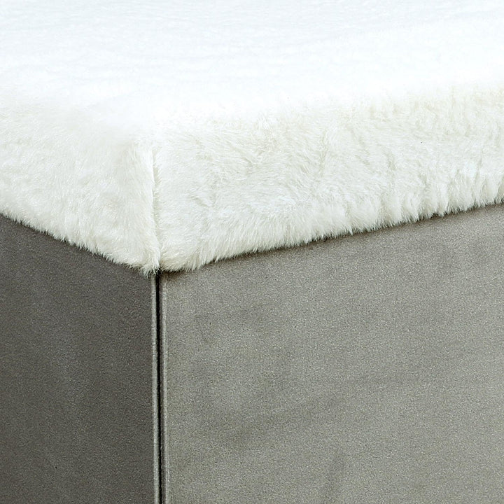 The Home Deco Factory Sitzbank, Wood, Hellgrau/Weiss, 77 x 38 x 38 cm Hellgrau/Weiss 77 x 38 x 38 cm