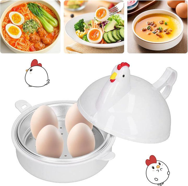 Mikrowelle Eierkocher Mit 4 Eier Kapazität, Eierdämpfer Hühnerform Mikrowelle Dampfkessel Dampfer Mi