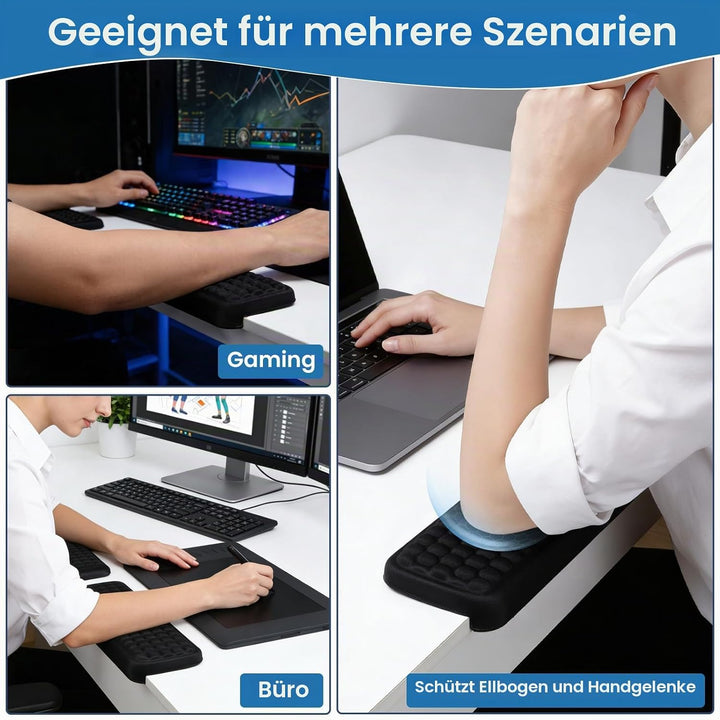 L-förmige Schreibtisch-Armauflage, 2erSet mit Memory-Schaum-Handgelenk-und Ellbogenauflage, ergonomi