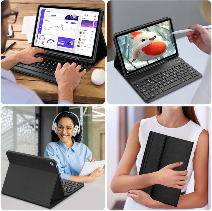 Tastatur Hülle für Samsung Galaxy Tab S6 Lite 10,4 Zoll (2024/2022/2020), Deutsches QWERTZ Magnetisc