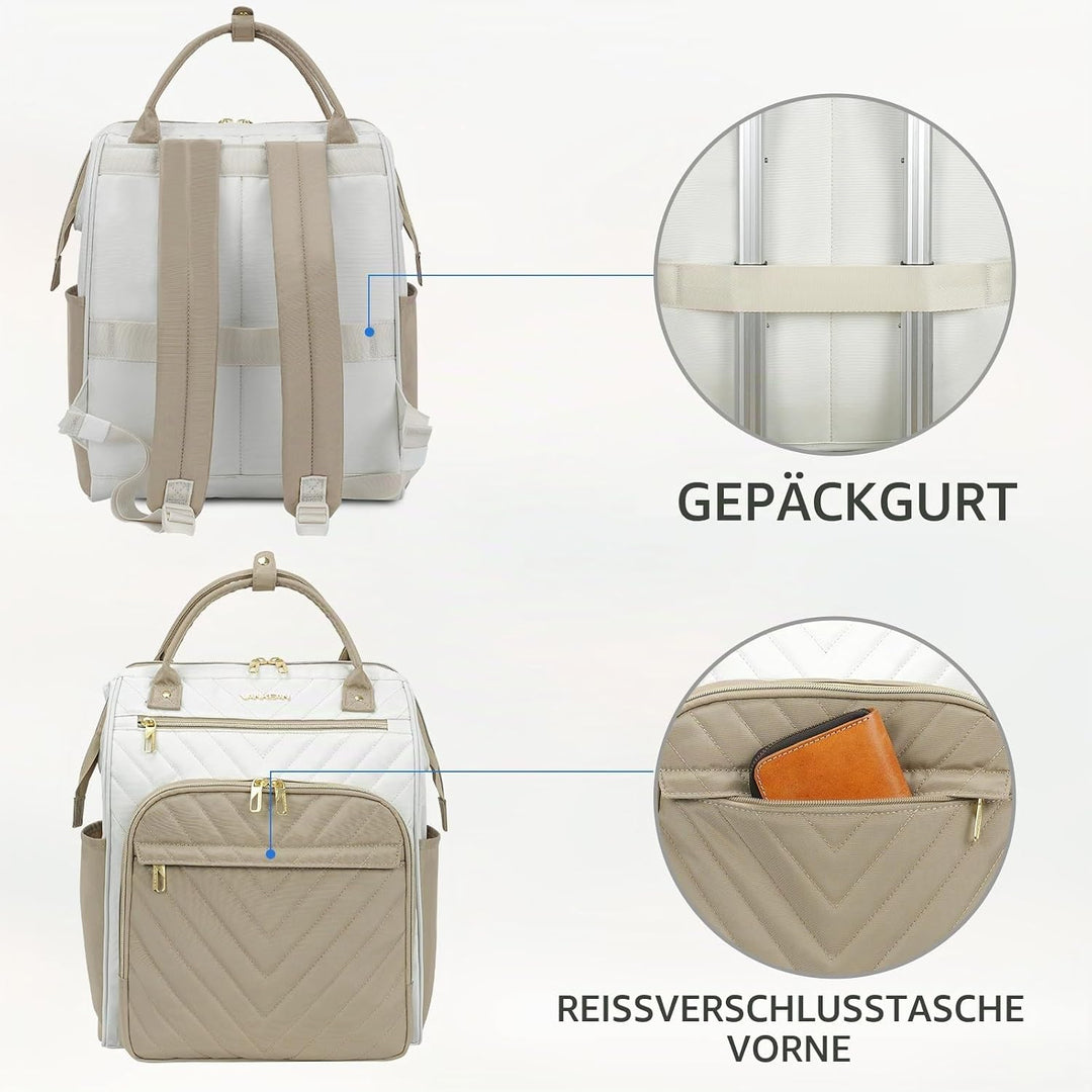 VANKEAN Laptop-Rucksack für Damen – Herren, Computer-Arbeitstasche, grosse Kapazität, wasserdicht, 3