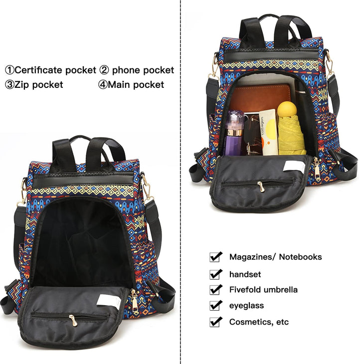 Damen Rucksack Anti Diebstahl Umhängetasche Multifunktions Schultaschen 8864-m266-c, 8864-m266-c