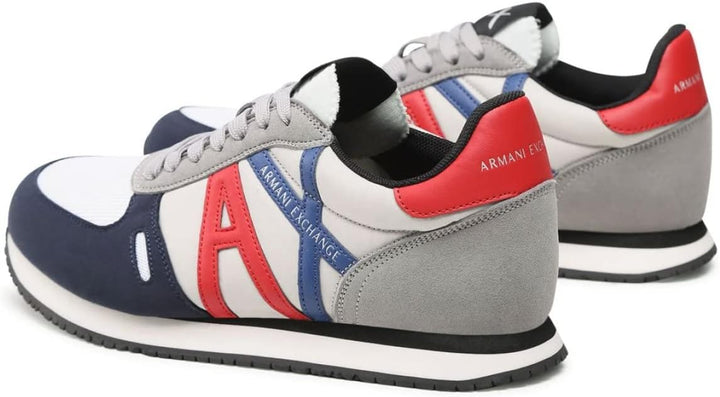 Armani Exchange Herren Retro Trainer Sneaker 42 EU Marineblau Grau Hell, 42 EU Marineblau Grau Hell
