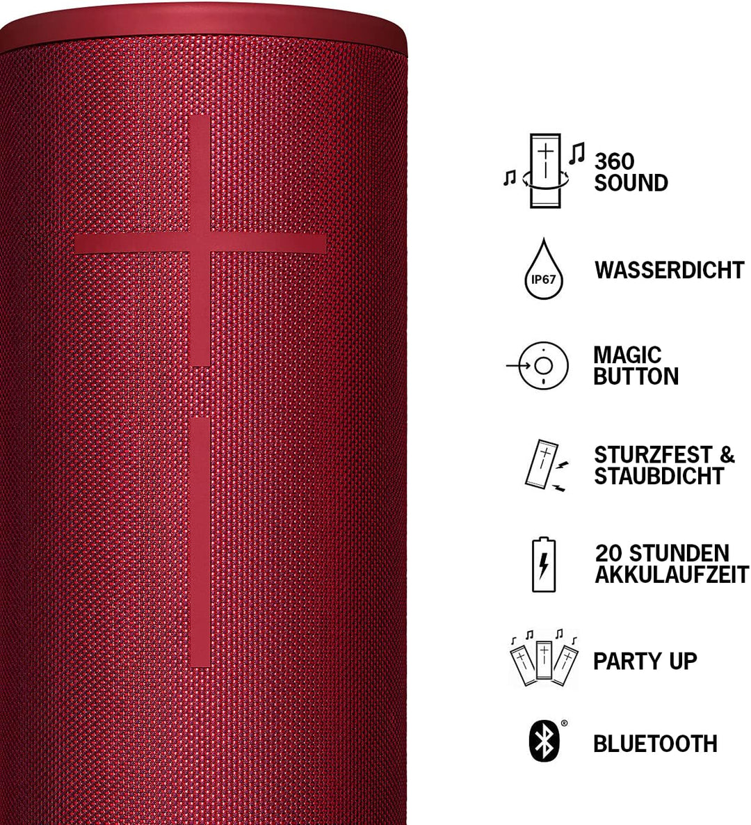 Ultimate Ears Megaboom 3 Tragbarer Bluetooth-Lautsprecher, 360° Sound, Satter Bass, Wasserdicht, Sta