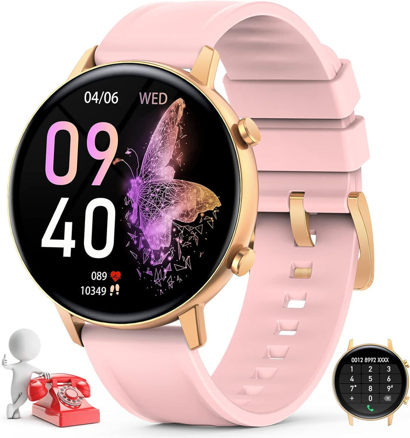 Smartwatch Damen mit Telefonfunktion, 1.32" Touchscreen Uhren Fitness Tracker mit Personalisiertem B