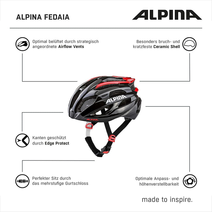 ALPINA FEDAIA - Aerodynamischer, Leichter & Individuell Anpassbarer Fahrradhelm Mit Fliegennetz & Op