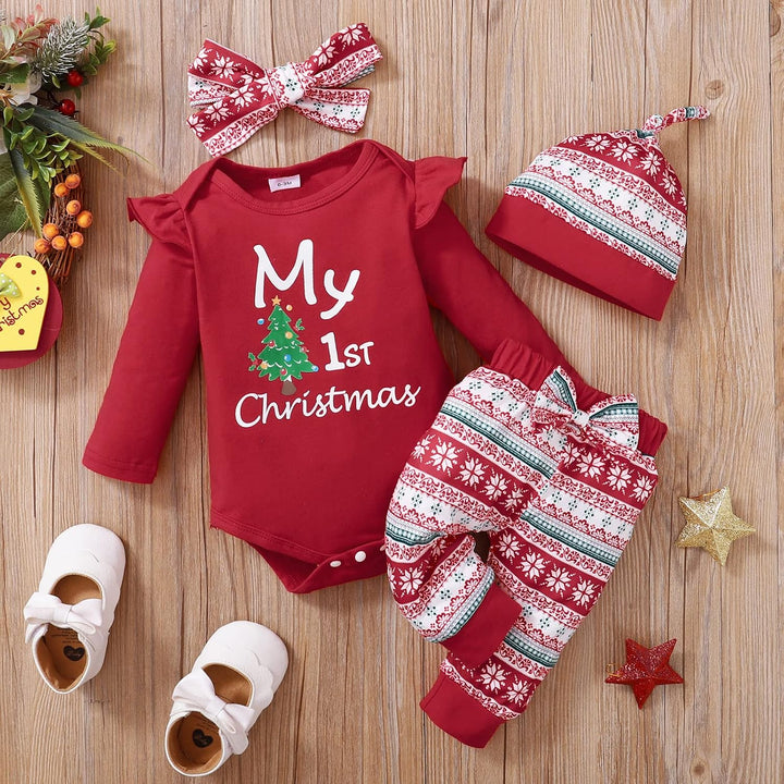 Verve Jelly Kleinkind Baby Mädchen My 1st Christmas Outfits Xmas Strampler Langarm Brief Print Bodys