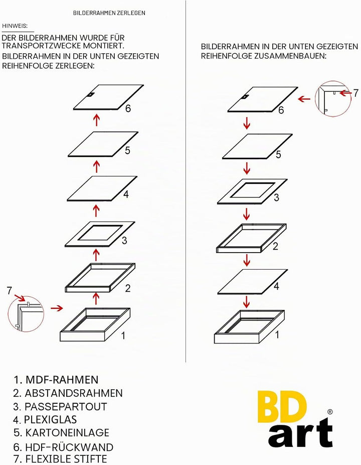 BD ART 50x50 cm gross Box 3D Objektrahmen Bilderrahmen mit Passepartout 40x40 cm, Schwarz Quadratisc