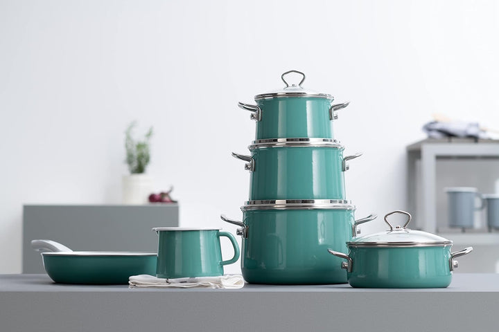 Riess, 0606-109, Fleischtopf mit Deckel 16cm, 1.5L, NATURE GREEN Light, Grün, 1.054kg, 16cm Durchmes