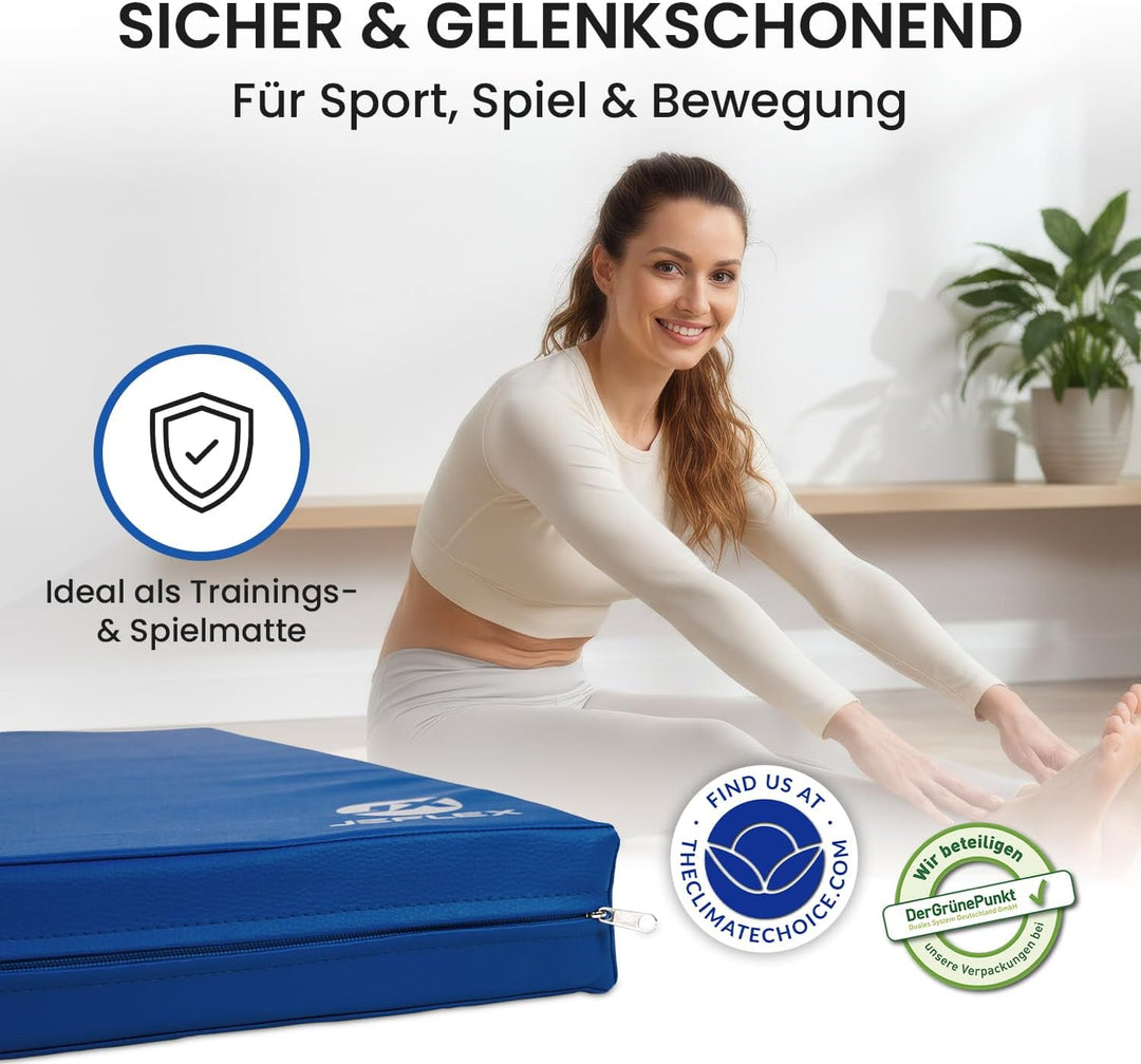 Jeflex - Weichbodenmatte &amp; Turnmatte 150 x 100 x 8 cm MADE IN GERMANY/Gymnastikmatte tragbar/platzsp