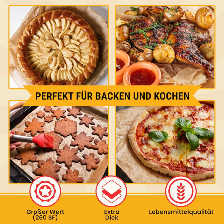 Ungewachstes Backpapier Rolle – 38cm x 64m Butterbrotpapier mit Schneidemesser, Pergamentpapier Roll