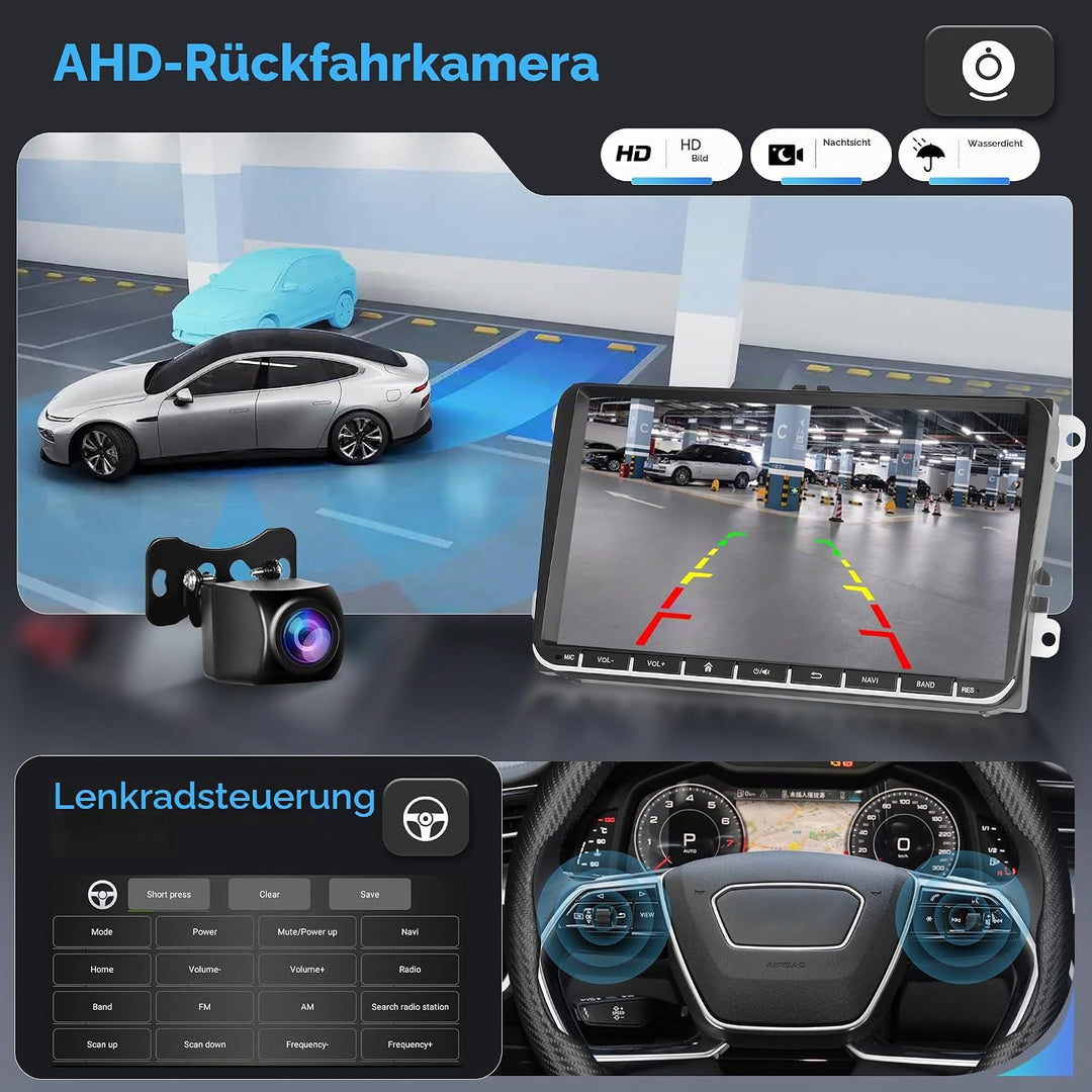 2G+64G Android 15 Autoradio für VW Golf 5 6 Passat Jetta Caddy EOS T5 Tiguan Touran CC Polo 9 Zoll H