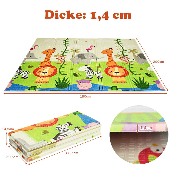 DREAMADE 206 X 185CM Laufstall Baby, Laufgitter Faltbar mit 50 Bällen & 4 Griffe, Schutzgitter mit 2