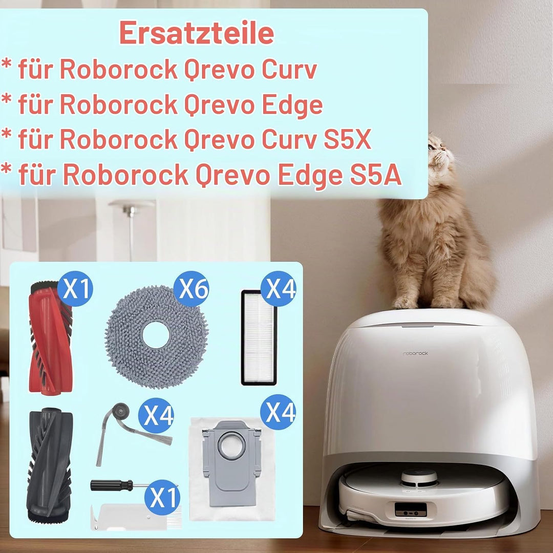 Zubehörset für Roborock Qrevo Curve/Qrevo Edge/Qrevo Curv S5X/ Qrevo Edge S5A/ P20 Pro, Ersatzteile