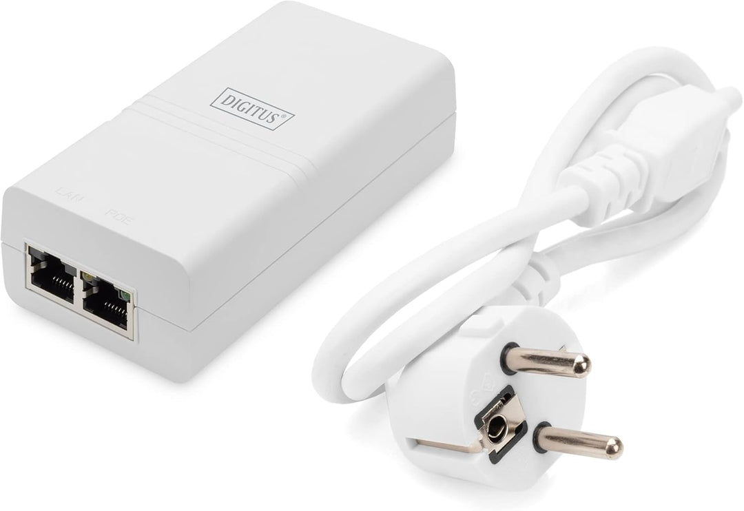 DIGITUS Gigabit Ethernet PoE Injektor, 802.3af, Weiss 802.3af, 15,4 W kleines Gehäuse, Weiss 1 Gbit/