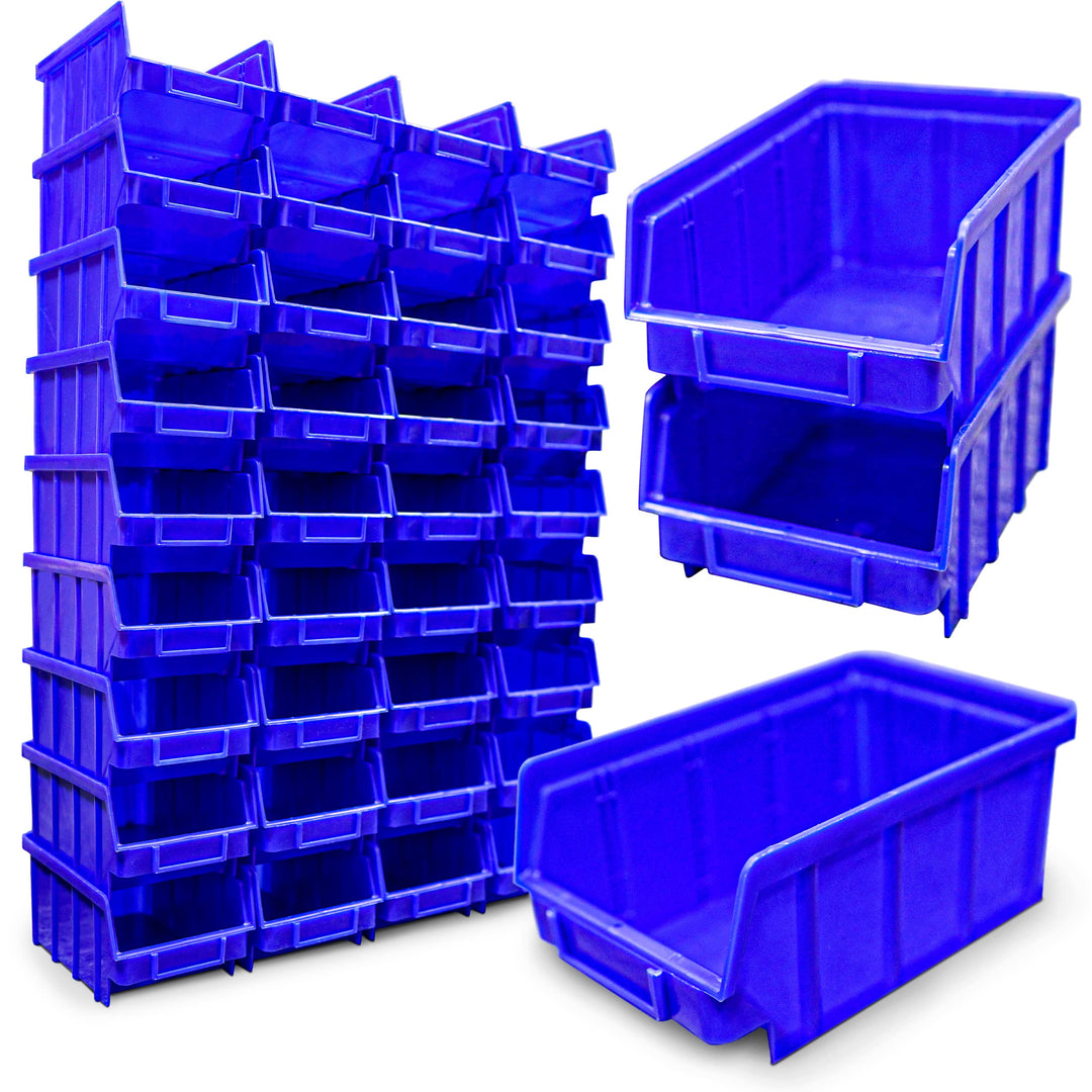 80x Stapelboxen Blau Grösse 2 Werkstatt Garage Sichtlagerboxen (LxBxH) 175x103x76mm Lagerboxen blaue