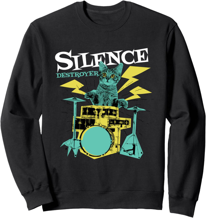 Drummer Katze Schlagzeug Lustig Schlagzeuger Geschenl Sweatshirt
