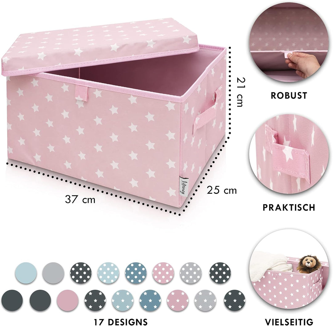 2-Set Aufbewahrungsbox Kinder (37x25x21cm) I Aufbewahrungskorb für Kinderzimmer und Wohnbereich I Ki