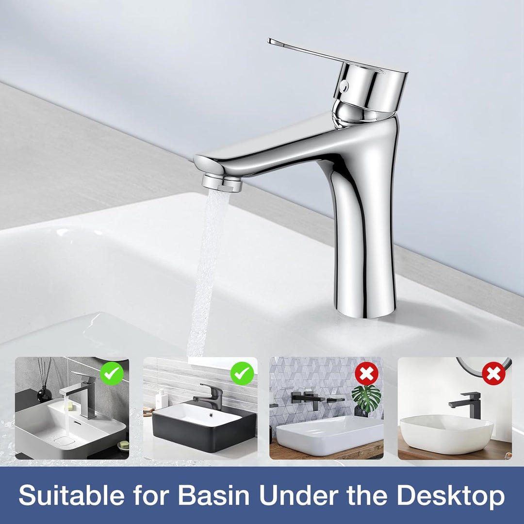 Wasserhahn Bad Chrom, Waschtischarmatur Bad Armatur Mischbatterie Waschbeckenarmatur Einhebelmischer