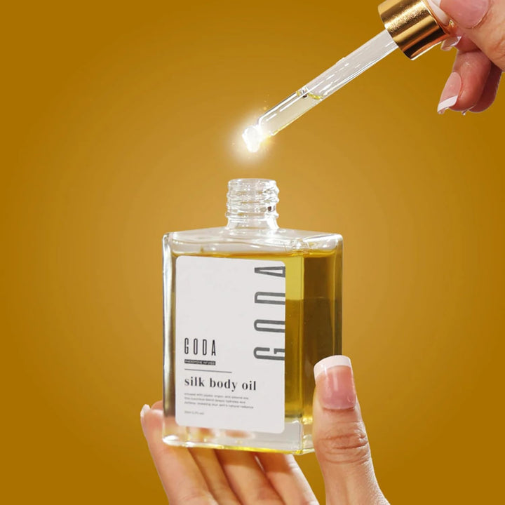 GODA Silk Body Oil 50 ml – Körperöl mit Jojoba Argan Mandelöl – Schnell einziehende Feuchtigkeitspfl