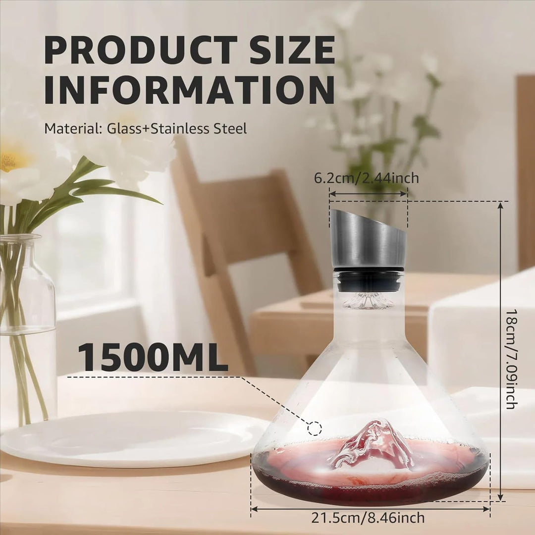 Dekanter Rotwein,Weindekanter Rotwein,Waterfall Quick,1.5l,Kristallglas-Weindekanter,Eingebauter Luf