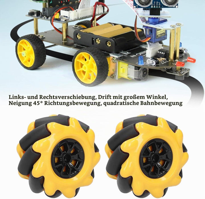 Mecanum Wheel, 60 mm omnidirektionales Rad Smart Robot Autoteile Zubehör DIY Toy Components(2 Pairs)