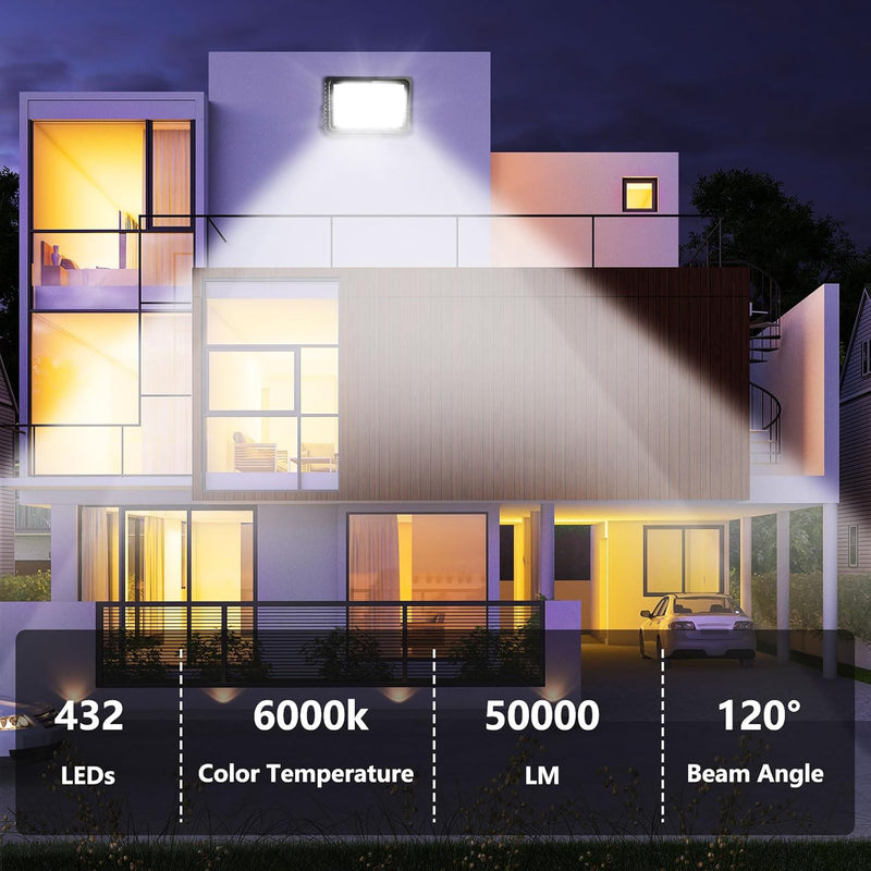 loyal LED Strahler Aussen Fluter: 500W Superhell Scheinwerfer 3000K Warmweiss 50000LM - IP65 Wasserd