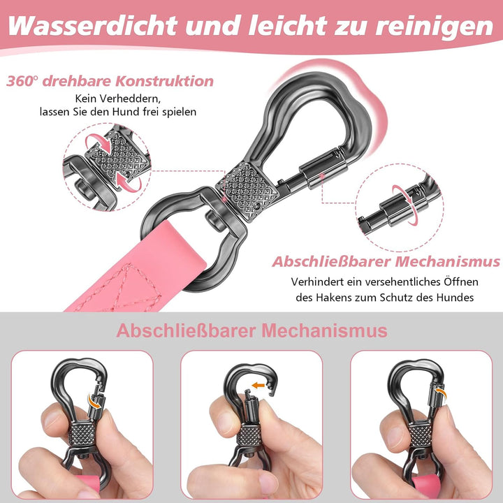 X XBEN Wasserdicht Schleppleine für Hunde, 8M Gummierte Schleppleine mit Abschliessbarer Karabine, H