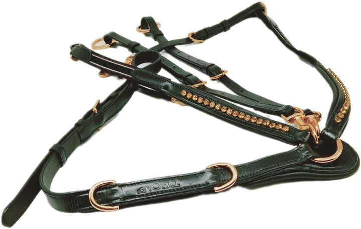 Tysons Breeches Vorderzeug Deister Schwarz Rosegold Roségold Super BUTTERWEICHES Leder VB WB X Full